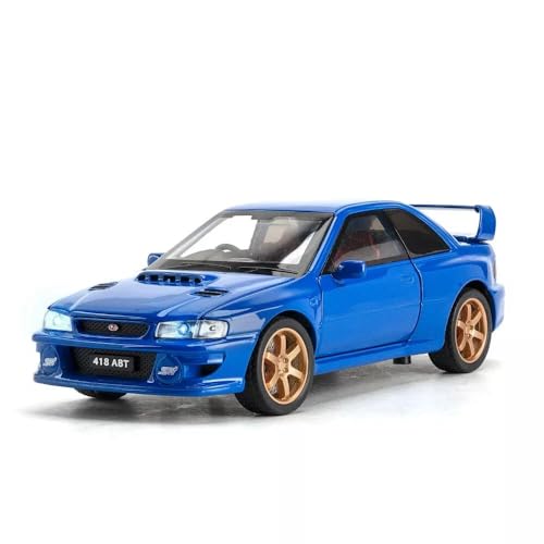 Image of 1 /32 Subaru Impreza WRX STI Diecast Model Car Pull Back Toy with Sound & Light Collectible Car for Kids Boys Girls & Adults (Blue)