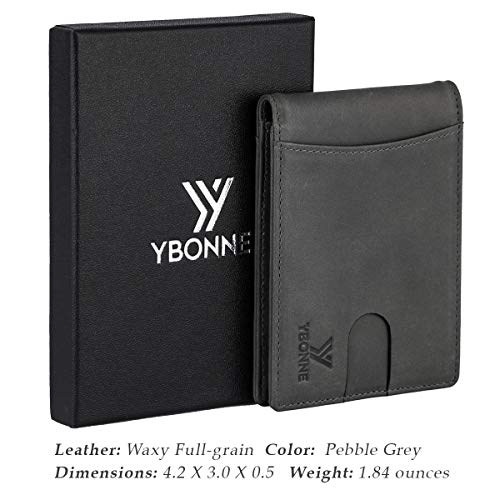 Image of YBONNE Functional Compact RFID Blocking Bifold Wallet for Men, Made of Finest Genuine Leather