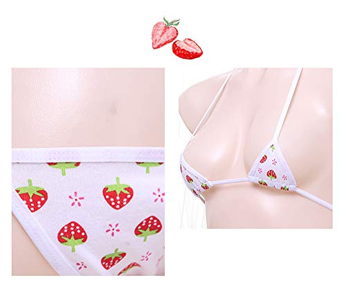 Women Lingerie Mini Bikini Strawberry lace up Underwear Set Anime Role Play T-String Bikini3