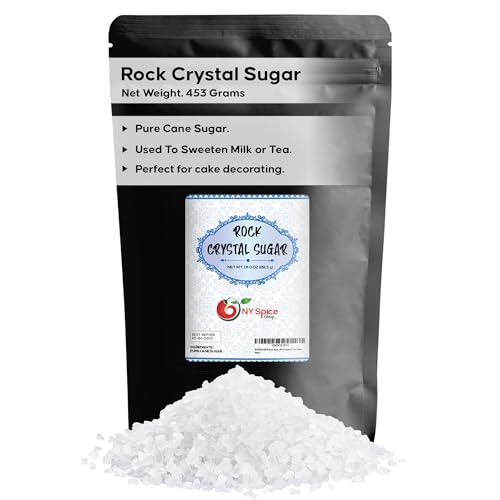 NY SPICE SHOP Rock Sugar 1 Pound Bag Whole Rocks Candy Sugar Crystals Rock Candy Rock Sugar for Tea Cakes