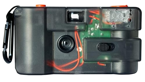 IUTD STUDIOS to Be Continued (TBC) Reusable 35mm Film Camera – Transparent Design, 28mm Wide Lens, Orange Gel Filter, Built-in Flash, Point and Shoot