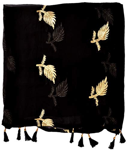 Image of YOUTHQUAKE Women's Golden Patti Work Embroidered Chiffon Dupatta for Womens & Girls With Latkan