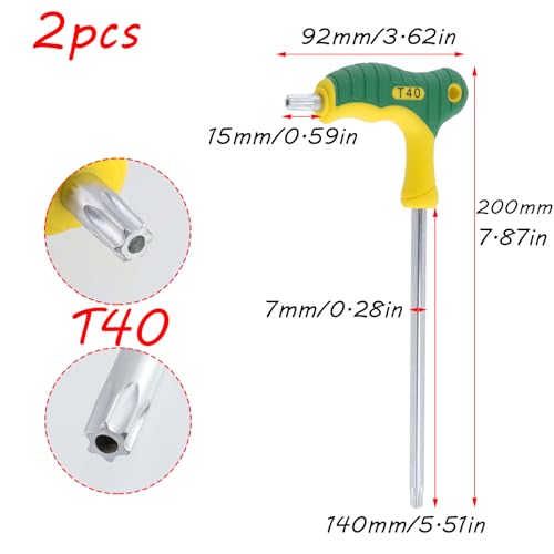 Image of Antrader T40 Torx Wrench,Anti Tamper Proof Hex Key,Chrome Vanadium Steel T-Handle Dual End Long Arm Screwdriver 2pcs,Two-tone