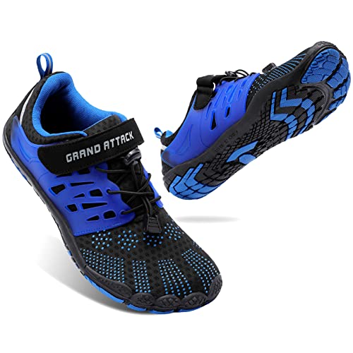 Grand Attack Barefoot Shoes Men Minimalist Lightweight Cross-Trainer Zero Drop Wide Toe Box Wrestling Weightlifting Walking Shoes Trail Running Sneakers Black Blue Size 10.5 #TOP29