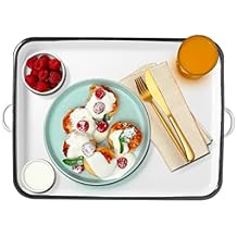 17 White Enamel Serving Tray with Handles and Baking Cookie Sheet, White