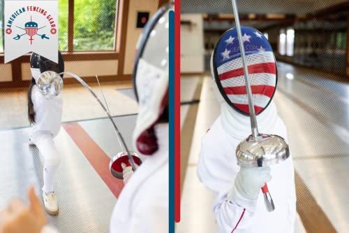 Epee Fencing Sport Mask - Ce350N Certified National Grade With Padded Bib - Anti-Glare Finish - Adjustable Strap - Usa Flag Pattern - X-Small #TOP2