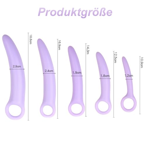 Silikon Dilator Vaginale Trainer dilatoren set, 5er Dilatoren Set Frauen,für frauen vaginismus Analplug Buttplug Vaginaplug Dilatator Kits,Anal Spreizer G/P-Punkt Massage Masturbator (lila Farbe)