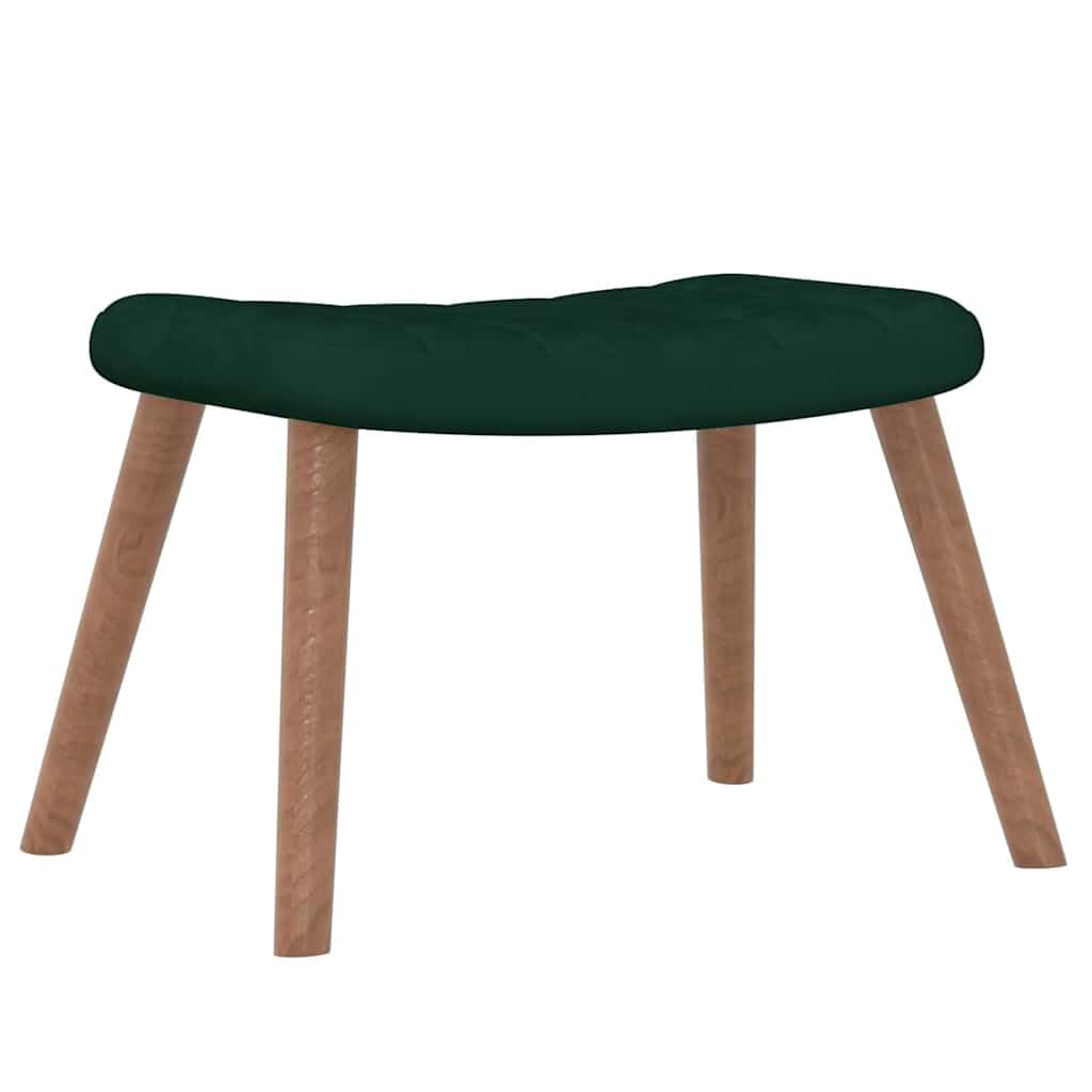 Mecedora con taburete, 2 piezas, color verde oscuro
