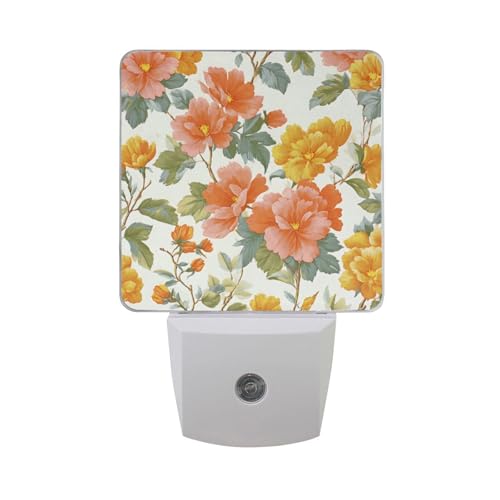 Lámpara de noche naranja con patrón floral vintage miniatura 7