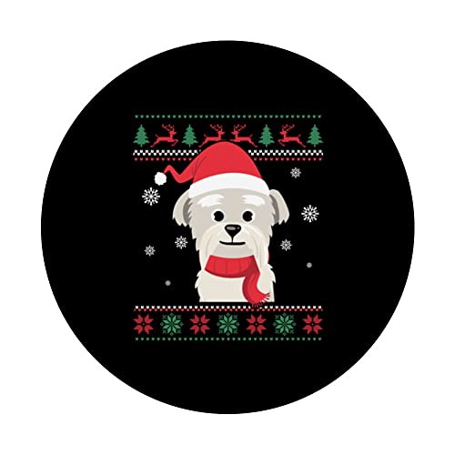 santa hat Christmas family ugly christmas funny dog PopSockets Swappable PopGrip, Black - Image 3