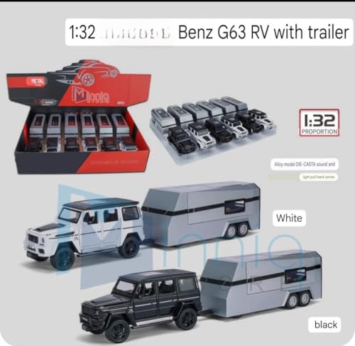 Image of Merceedes Benz G63 with Trailer 1:24 Model Car with Box, Zinc Alloy Pull Back Toy car with Sound and Light for Kids Boy Girl Gift [Colors as Per Stock] (Merceedes Benz G63 with Trailer)