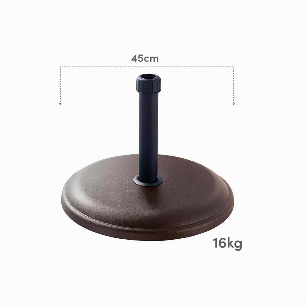 LOLAhome Base de Parasol Marrón de 16 kg de Cemento | De Ø 45x5cm con Tubo de Acero | para parasoles de Tubo Ø 30 a 38 mm | Pintura Resina epoxi Anticorrosión | para Exterior, jardín, terraza