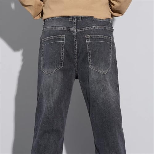 Men's Loose Straight Jeans, High-Stretch Zippered Hip-Hop Jeans4