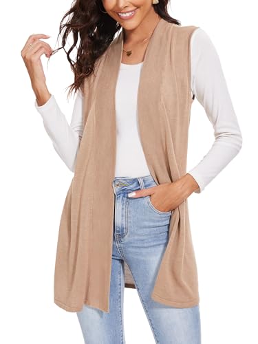 Image of Spicy Sandia Womens Sleeveless Long Knit Cardigan Vest | Open Front, Dressy Casual, for Office Work, Spring Fall 2026 Trendy
