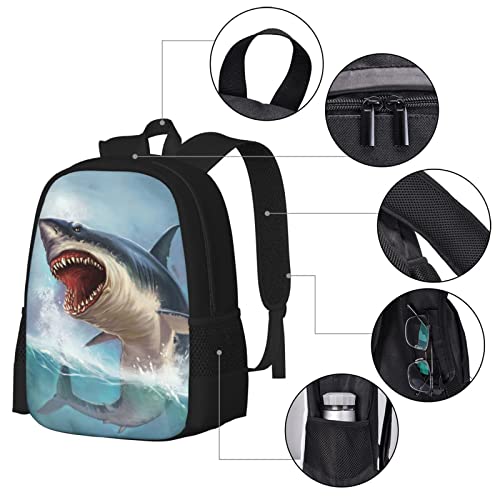 Shark School Backpacks Great White Ocean Shark Bookbag for Teens Kids Boys Girls, Large 17 inch Elementary Junior High University School Bag, Water Resistant Casual Travel Daypack Backpack4