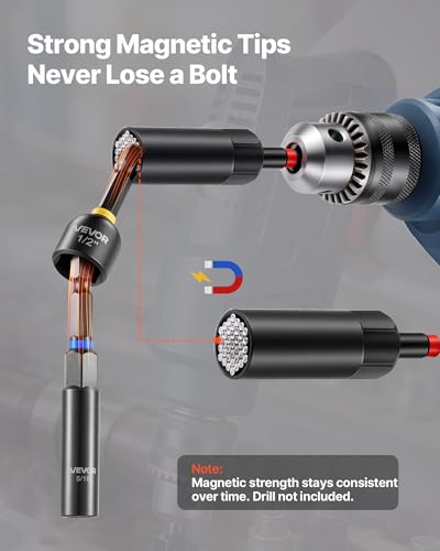 Image of VEVOR 80-Piece Premium Magnetic Impact Nut Driver Set, Metric & SAE Sizes | with Socket Adapters, Bit Holder, Wing Nut Driver, Universal Sockets, Quick Release Extension, Power Bits, Storage Box