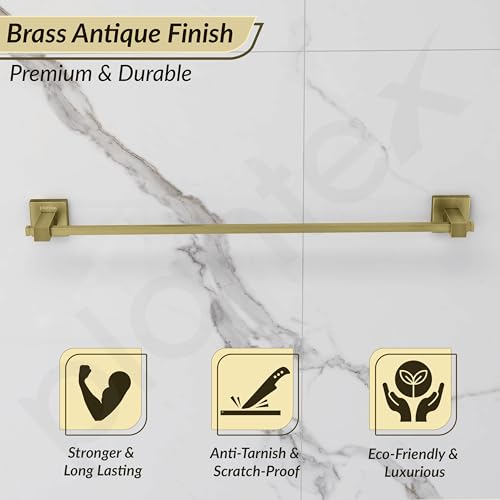 Image of Plantex 24 Inch Single Towel Rod for Bathroom /Stainless Steel Towel Hanger /Towel Bar Holder /Towel Stand /Bathroom Accessories - Pack of 1, Aqua (Brass Antique)
