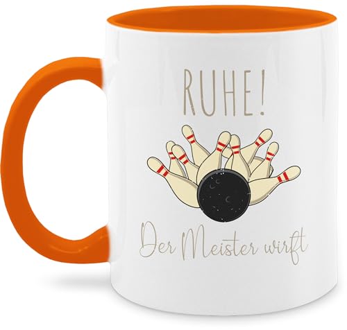 Tasse Tassen 325ml - Ruhe Der Meister wirft - Bowling Bowlingkugel Bowler Geschenk - 325 ml - Orange - bowling- bowlingball
