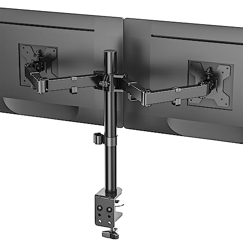 Image of WALI Dual LCD Monitor Fully Adjustable Desk Mount Stand Fits Two Screens 13 to 32 inch, 17.6 lbs. Weight Capacity per Arm (M002LM), Black