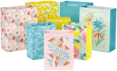 Hallmark Spring Gift Bags, 8-Pack (Florals, Lemons, Butterflies)