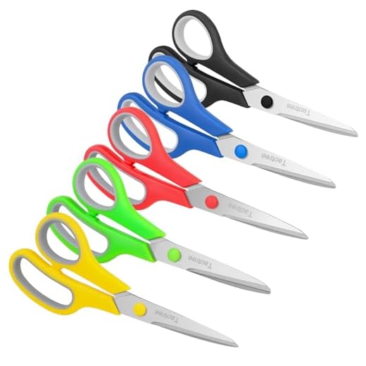 Scissors, Taotree 8" Scissors All Purpose Bulk Pack of 5, Stainless Steel Sharp Scissors for Office Home General Use, High/College School Classroom Teacher Student Kids Scissors Supplies, Same Size