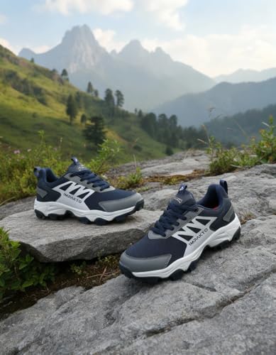 Image of Impakto Edgerunner Men's Hiking & Trekking Shoes | Lightweight & Breathable Outdoor Shoes | Anti-Skid All Terrain Grip | Cushioned Mid Sole | Trek Shoes for Mountain, Trail & Adventure