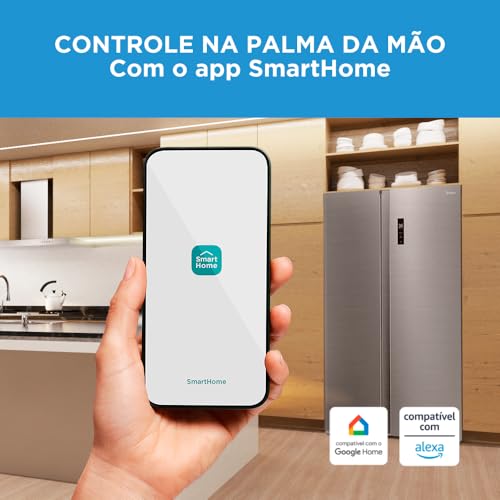 Geladeira Side by Side 511L Inverter Cor Inox Conectada Midea MD-RS710FGD461-127v