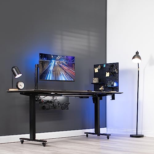 Image of VIVO White Clamp-on 20 x 24 inch Desk Pegboard, PP-DK24W | Steel Privacy Panel, Magnetic Peg Board, Office Accessory Organizer, Above or Under Desk Placement
