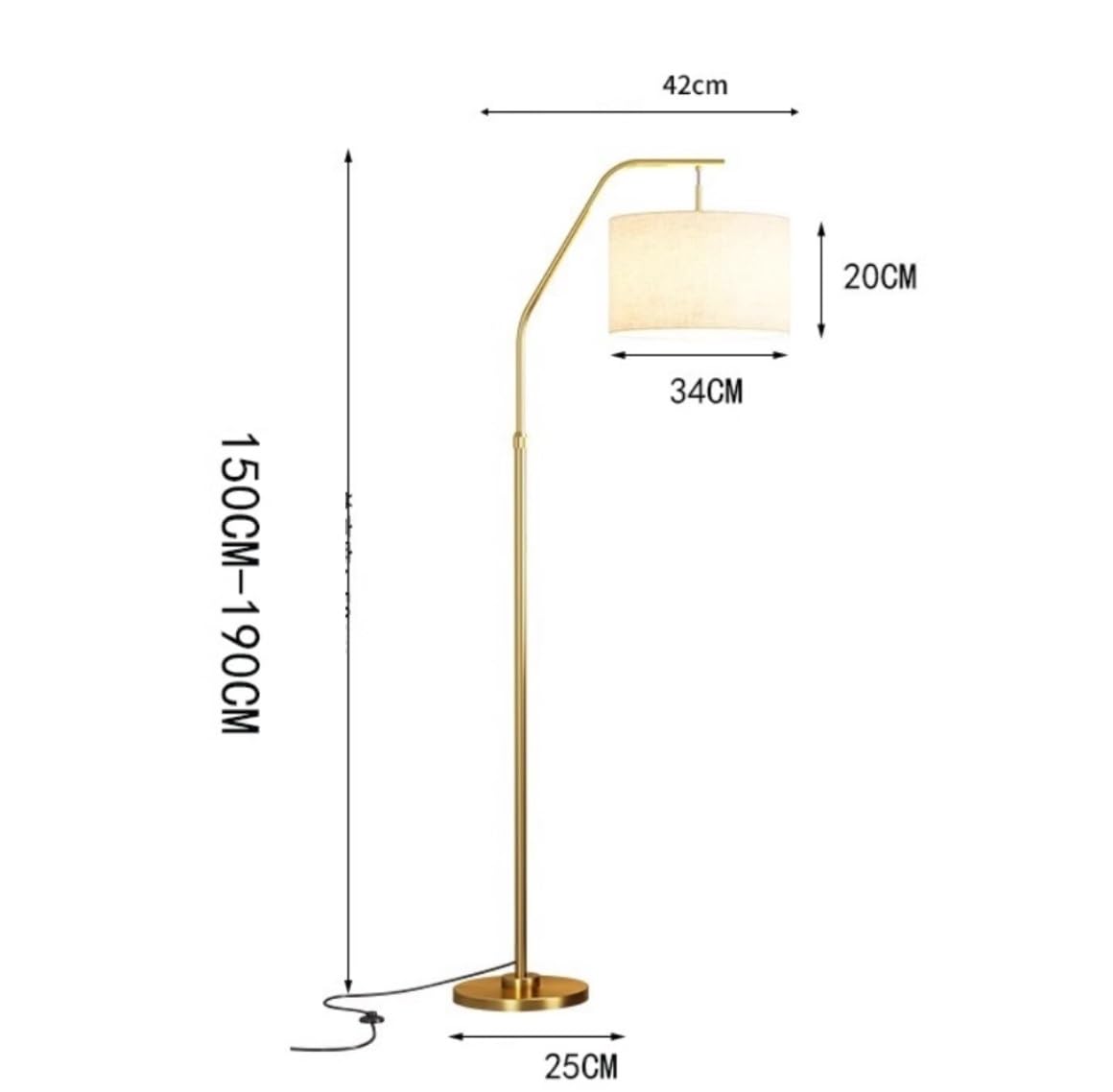 Lampa Podłogowa Regulowana Wysokość Metalowa Lampa Podłogowa Abażur Z Tkaniny Stojąca Nordic Lampy Podłogowe Do Salonu Sypialnia Do Sypialni(Black)