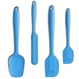 4 Piece Silicone Spatula Set, Flexible Heat Resistant Non-scratch Baking Cooking Rubber Spatulas with Stainless Steel Core, Blue
