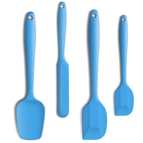 4 Piece Silicone Spatula Set, Flexible Heat Resistant Non-scratch Baking Cooking Rubber Spatulas with Stainless Steel Core, Blue