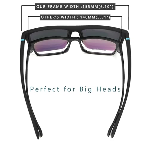 XL Polarized Sunglasses for Big Heads Men Extra Wide Large Oversized Square Frame Sun Glasses UV400 Protection Shades2