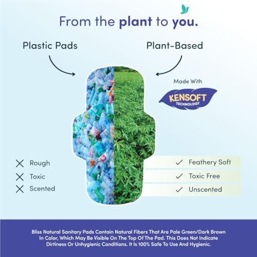 Image of BLISSNATURAL Ultra Soft Sanitary Pads XXL | 18 Pads (3 Pack of 6) | Heavy Flow | 320mm Extra Coverage | All Night Comfort, Rash-Free & Leakproof | Plant-Based