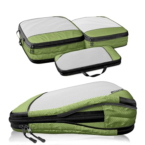 Packing Cubes Bolsas Compresion Viaje - Organizador Maleta Viaje, Bolsas Organizadoras Maleta de Poliéster Reciclado y Malla Transpirable - Ahorra 70% Espacio, Ideal para Packing Cubes Compression