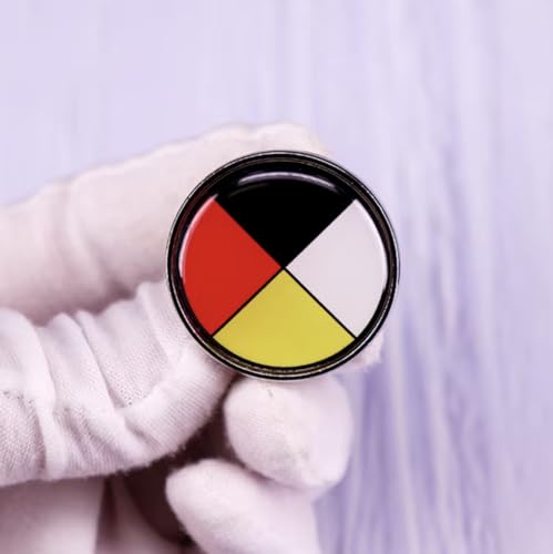 Image of Medicine Wheel Indigenous History Culture Native American First Nation Sun Dance Circle Sacred Hoop 1.2 inch Enamel Pin Badge