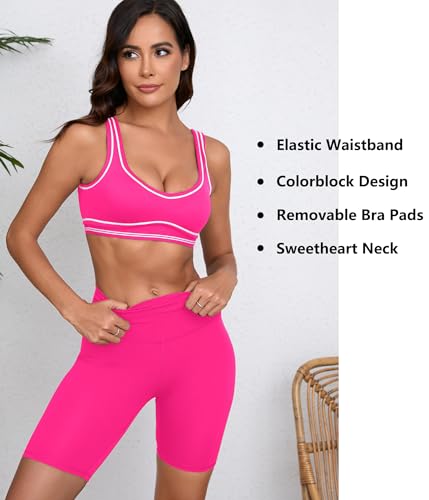 Image of Women Sweetheart Padded Sports Bra- Workout Fitness Square Neck Low Back Yoga Bra