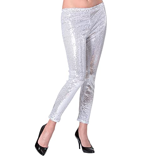 W WIDMANN MILANO Party Fashion - Paillettenleggings für Damen, glänzende Disco Leggings im 70er Jahre Stil, für Karneval, Party Outfit