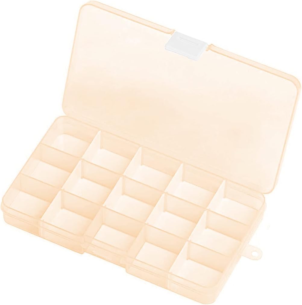 Plastic Jewelry Box, 1 Pcs Transparent Plastic Grid Box Organizer Container Storage Box for Small Handicraft Accessories Office Supplies, Orange, 6.8 * 3.8 * 0.8 Inch