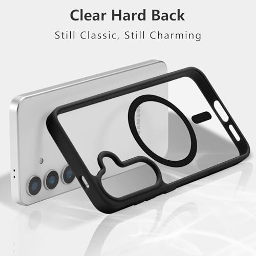 Image of Back Cover Case for Samsung Galaxy S24 FE 5G | Back Cover with Mag-Safe | Transparent & Black Mobile Phone Back Case Cover for Samsung Galaxy S2 4 FE / S24FE | Anti Yellow TPU Back Cover