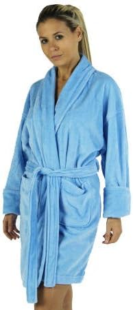 Aegean Apparel Solid Terry Cloth Bathrobe, 100% Cotton, Short, Lt. Blue ...