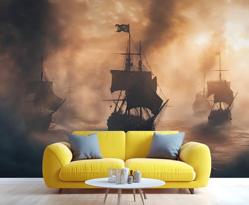 FELIAOQ - Misty Ocean Mural Wallpaper, Medieval Pirates Murals, Vintage