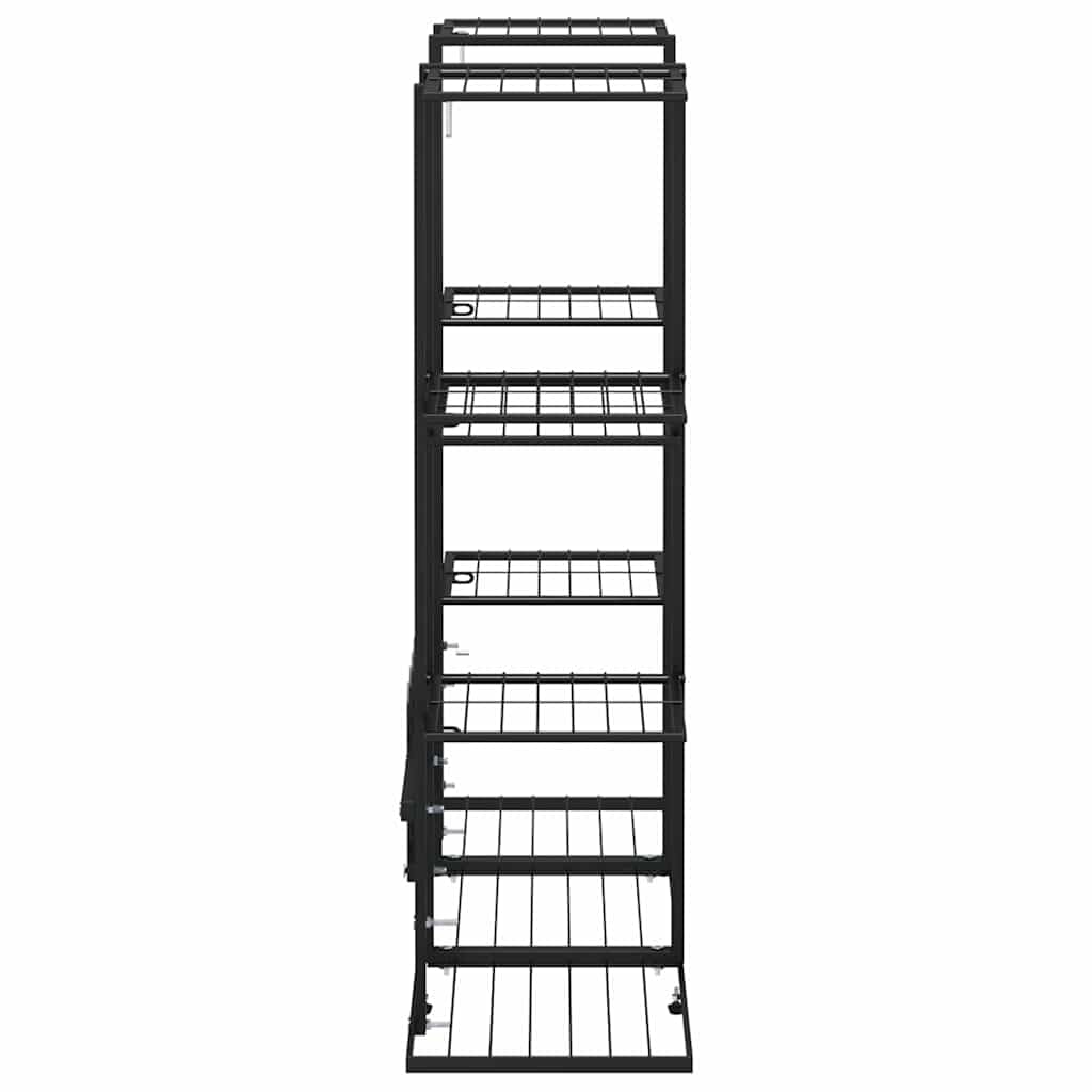Blumenständer Metall 94,5x25x89 cm - Pflanzenregal Indoor und Outdoor, Pflanzentreppe Schwarz für Balkon, Wohnzimmer und Garten, Mehrstöckige Blumentreppe Eisen