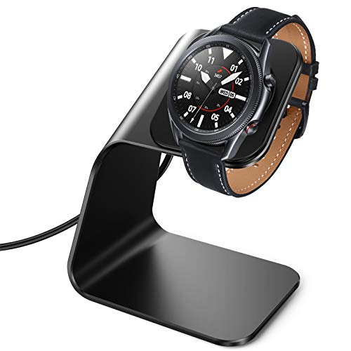 CAVN Charger Dock Compatible with Samsung Galaxy Watch Active 2 40mm / 44mm, Galaxy Watch 3 41mm / 45mm Smartwatch, Aluminum Charging Stand Station Cradle Base Accessories (Black)