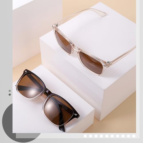 Image of Polarized Sunglasses for Women Men Night Vision Glasses Anti Glare | Yellow Anti Glare UV400 Lens, Lightweight Square Frame, for Day Night Use, Driving, Fishing, Cycling, Traveling