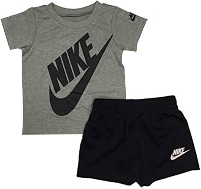 Nike Boy`s Dri-Fit T-Shirt & Shorts 2 Piece Set (Black(66F024-023)/Grey, 6)