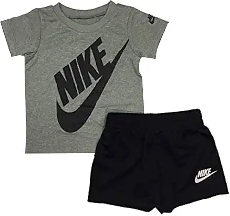 Nike Boy`s Dri-Fit T-Shirt & Shorts 2 Piece Set (Black(66F024-023)/Grey, 6)