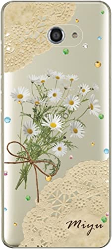 BASIO4 ケース ベイシオ4 カバー KYV47 ラインストーン らふら 押し花風 マーガレットレース