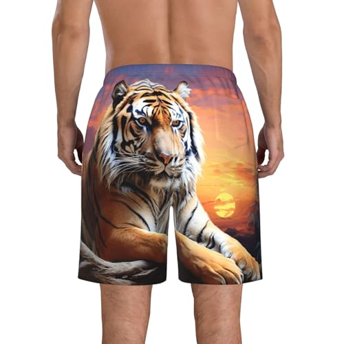 Men's Swim Trunks Quick Dry Board Shorts Mens Bathing Suit Swimsuits Tiger Colorful Sunset Beach Shorts with Pockets4