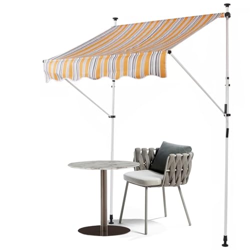 mymai Klemmmarkise Markise Balkon ohne Bohren, Balkonmarkise mit Handkurbel, UV-beständig, Sonnenschutz, Wasserdicht & Höhenverstellbar, 150 x 120 cm