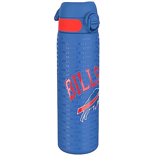 Ion8 NFL Buffalo Bills Lightweight Steel Water Bottle, 600 ml/20 oz, Non-Insulated, Leak Proof, Easy to Open, Secure Lock